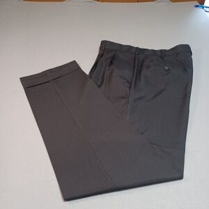 Mens Charcoal Gray‎ Pleated Cuffed Dress Pants Trousers 36x32 SESB0133